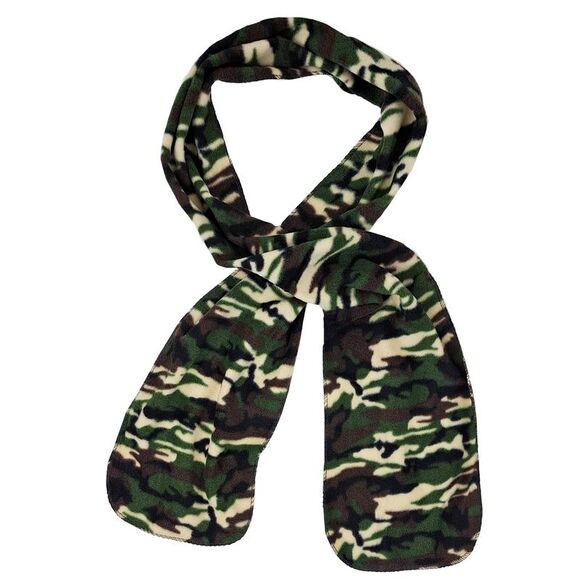 Green Camo Print Polar Fleece Scarf Glove & Hat Matching Set - Picture 7 of 9
